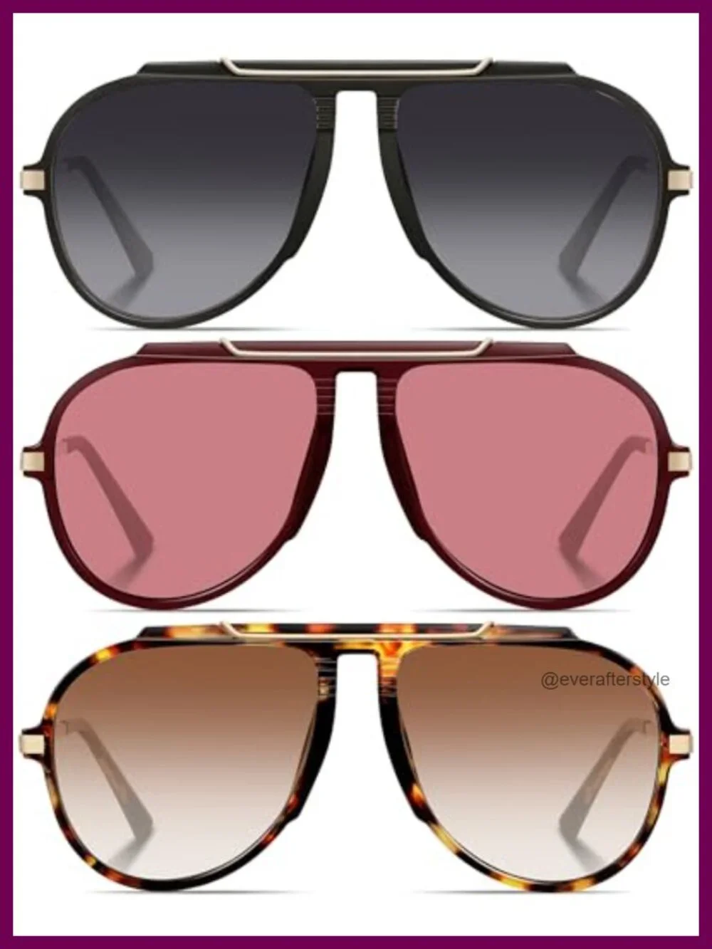 Oversized Aviator Sunglasses Retro Metal Frame UV Protection